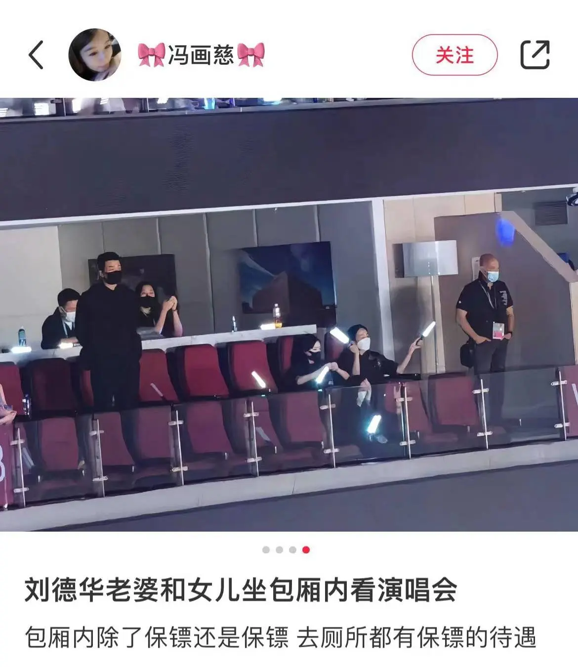 妻女坐包廂看劉德華演唱會，如廁有保鏢陪，劉向蕙高聲向爸爸表白